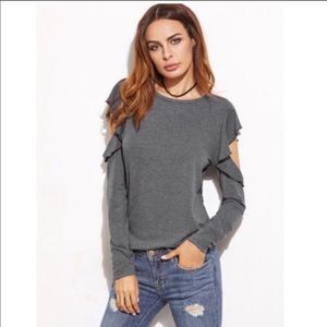 Open Ruffle Shoulder Top